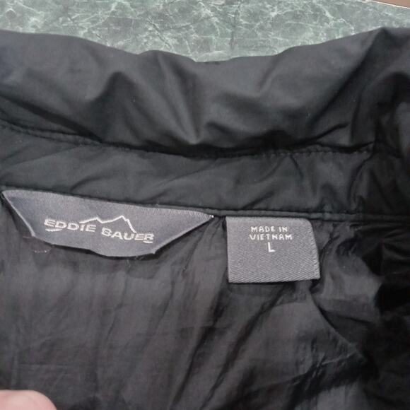 Eddie Bauer EB502 Shirt Jac Snap Button Quilted Shacket Black Men’s Large LOGO - Picture 7 of 16